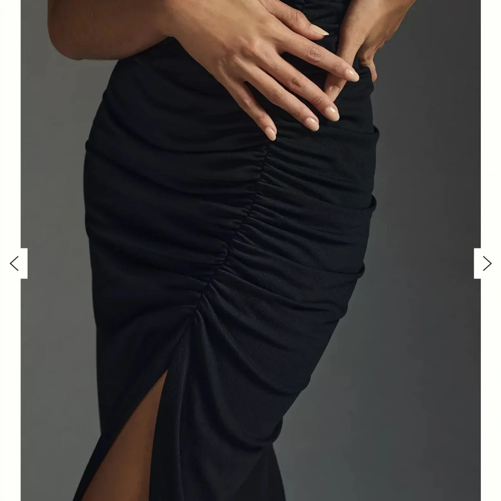 Anthropologie Black Sheath Maxi Dress with Cowl Neck - Picture 4 of 9
